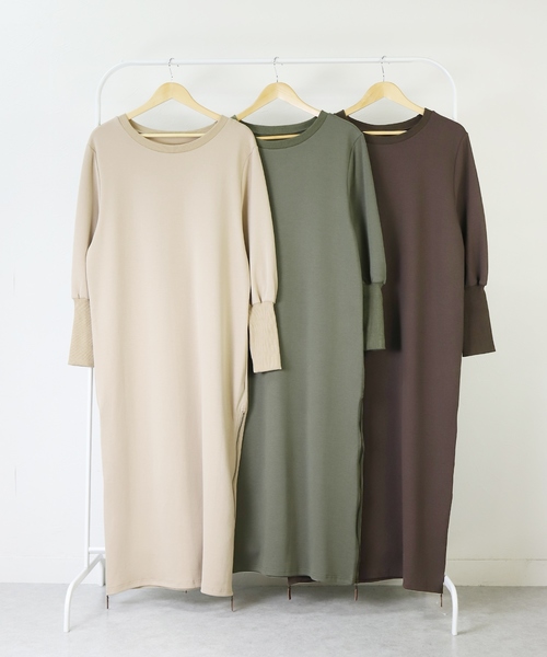 reca（レカ）の「サイドファスナーロングワンピース（ワンピース・レディース・ブラウン/ベージュ/カーキ・FREE）」の5枚目の写真
