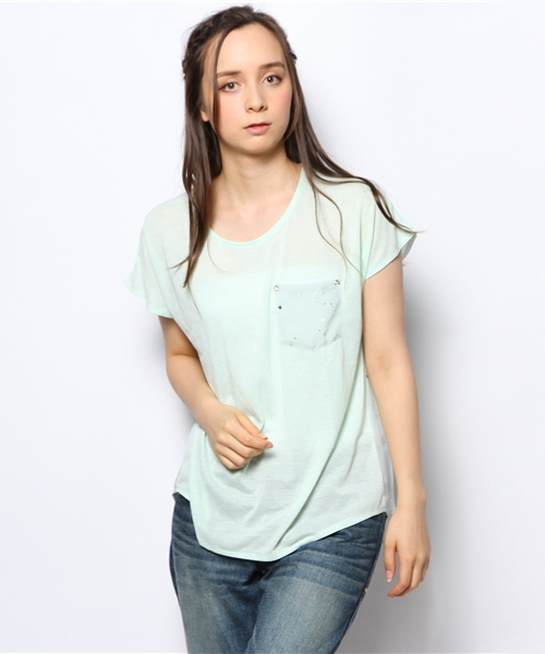 one after another NICE CLAUP(ワンアフターアナザーナイスクラップ)の「【ナイスクラップ】発泡星プリントTシャツ(Tシャツ/カットソー・レディース・オフホワイト/ミント/ブラック・FREE)」の3枚目の写真