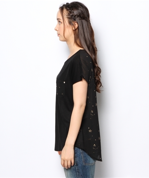 one after another NICE CLAUP(ワンアフターアナザーナイスクラップ)の「【ナイスクラップ】発泡星プリントTシャツ(Tシャツ/カットソー・レディース・オフホワイト/ミント/ブラック・FREE)」の6枚目の写真