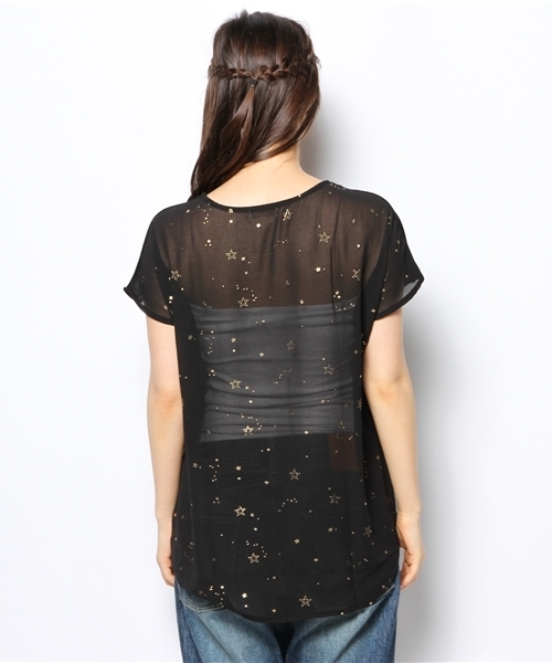 one after another NICE CLAUP(ワンアフターアナザーナイスクラップ)の「【ナイスクラップ】発泡星プリントTシャツ(Tシャツ/カットソー・レディース・オフホワイト/ミント/ブラック・FREE)」の5枚目の写真