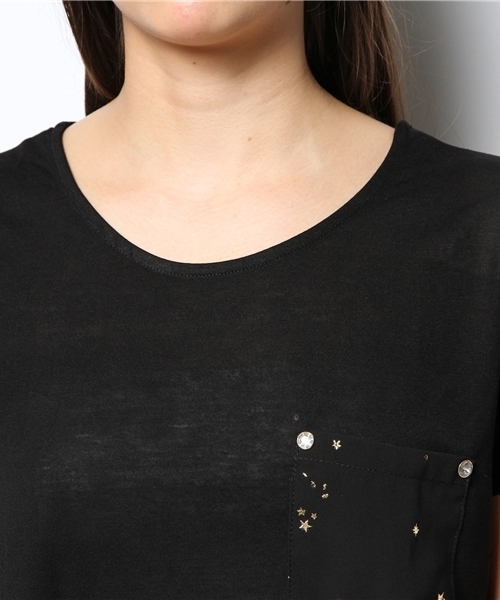 one after another NICE CLAUP(ワンアフターアナザーナイスクラップ)の「【ナイスクラップ】発泡星プリントTシャツ(Tシャツ/カットソー・レディース・オフホワイト/ミント/ブラック・FREE)」の4枚目の写真