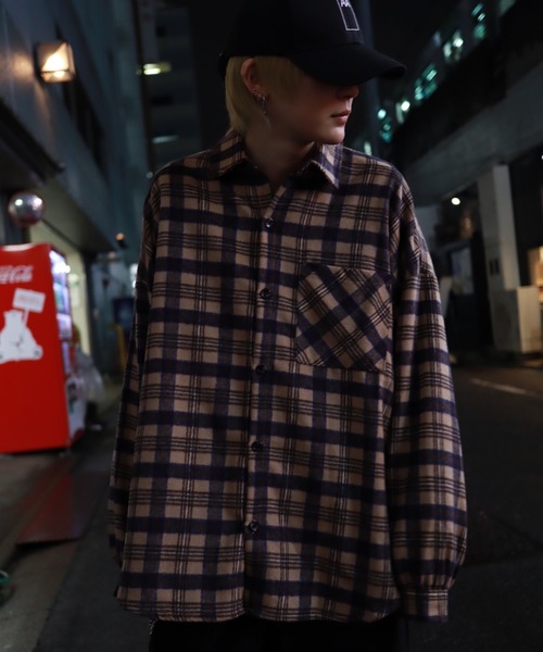 rovtski(ロフトスキー)の「【ビッグシルエット】シャギーネルオーバーシャツ(シャツ/ブラウス・メンズ・ベージュ/チャコールグレー/ブラック・FREE)」の16枚目の写真