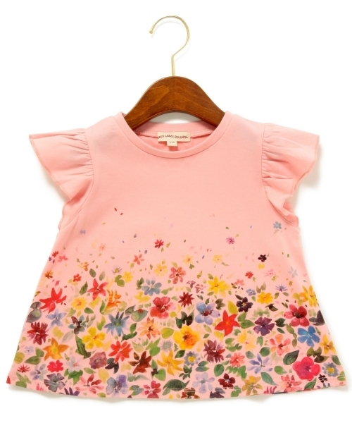 green label relaxing（グリーンレーベルリラクシング）の「【KIDS】テンジク カラフルフラワープリントショートスリーブ ◆（Tシャツ/カットソー・キッズ・オフホワイト/ライトピンク・105/115/125/95）」の2枚目の写真