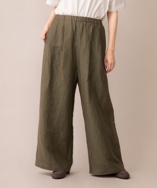 Munich（ミューニック）の「リネンカールマイヤー　ギャザーワイドパンツ（その他パンツ・レディース・カーキ/ライトブラウン/ブラウン・M/XS/S）」の3枚目の写真