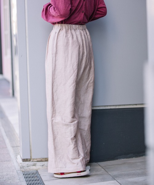 Munich（ミューニック）の「リネンカールマイヤー　ギャザーワイドパンツ（その他パンツ・レディース・カーキ/ライトブラウン/ブラウン・M/XS/S）」の9枚目の写真