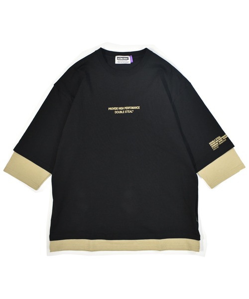 DOUBLE STEAL（ダブルスティール）の「Layered 7SLEEVE Tee（Tシャツ/カットソー・メンズ・ホワイト×ブラック/ブラック系その他/ブラック×グレー/ベージュ・MEDIUM/LARGE/X-LARGE）」の4枚目の写真