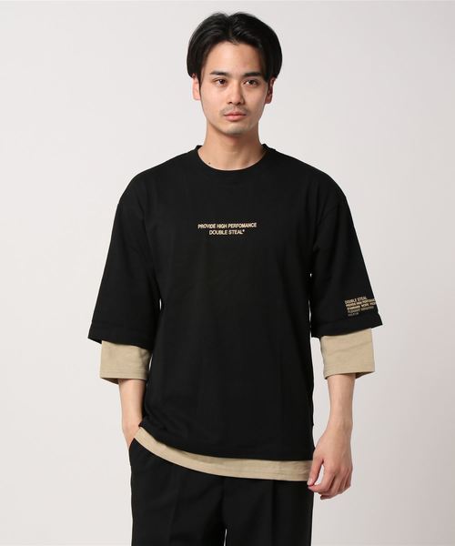 DOUBLE STEAL（ダブルスティール）の「Layered 7SLEEVE Tee（Tシャツ/カットソー・メンズ・ホワイト×ブラック/ブラック系その他/ブラック×グレー/ベージュ・MEDIUM/LARGE/X-LARGE）」の8枚目の写真