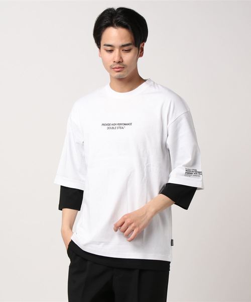 DOUBLE STEAL（ダブルスティール）の「Layered 7SLEEVE Tee（Tシャツ/カットソー・メンズ・ホワイト×ブラック/ブラック系その他/ブラック×グレー/ベージュ・MEDIUM/LARGE/X-LARGE）」の15枚目の写真