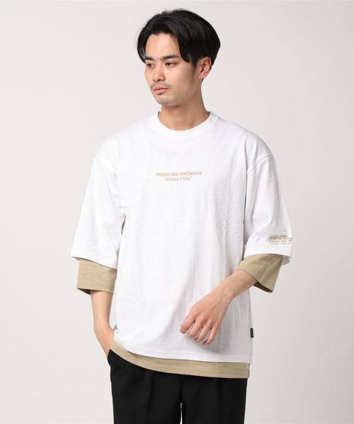 DOUBLE STEAL（ダブルスティール）の「Layered 7SLEEVE Tee（Tシャツ/カットソー・メンズ・ホワイト×ブラック/ブラック系その他/ブラック×グレー/ベージュ・MEDIUM/LARGE/X-LARGE）」の14枚目の写真