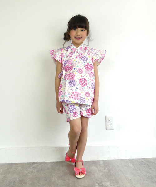 SKAPE（エスケープ）の「ﾌﾘﾙｿﾃﾞ甚平ｽｰﾂ（浴衣・キッズ・ピンク系その他2/ブルー系その他/レッド/ネイビー/ブルー/ピンク/パープル/ホワイト・110cm/100cm/120cm/90cm）」の5枚目の写真