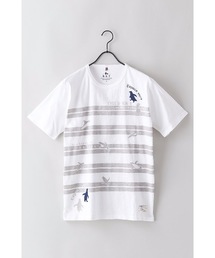 【BLUE STANDARD】スラブ素材 ペンギンアイコン アニマルプリント スタンダードシルエット ユニセックスサイジングTシャツ 環境保全対象アイテム