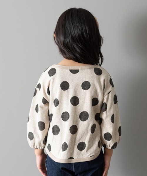 MAKE YOUR DAY(メイクユアデイ)の「ドットプリント長袖Tシャツ■80~140cm(Tシャツ/カットソー・キッズ・チャコールグレー/ベージュ/パープル・90/100/110/120/80/130/140)」の6枚目の写真