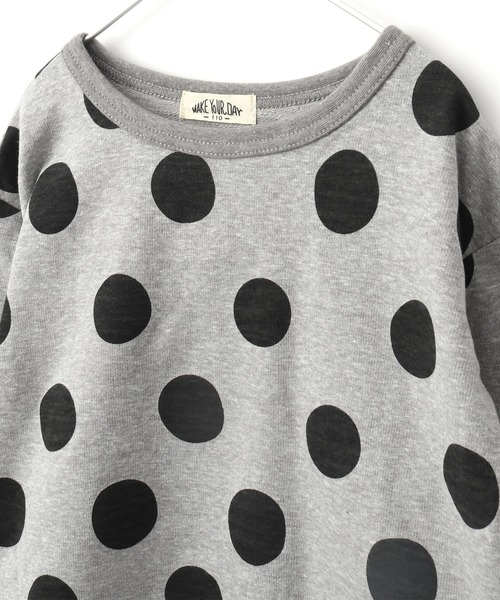 MAKE YOUR DAY(メイクユアデイ)の「ドットプリント長袖Tシャツ■80~140cm(Tシャツ/カットソー・キッズ・チャコールグレー/ベージュ/パープル・90/100/110/120/80/130/140)」の13枚目の写真