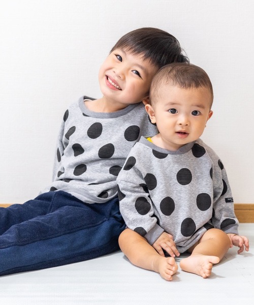 MAKE YOUR DAY(メイクユアデイ)の「ドットプリント長袖Tシャツ■80~140cm(Tシャツ/カットソー・キッズ・チャコールグレー/ベージュ/パープル・90/100/110/120/80/130/140)」の19枚目の写真