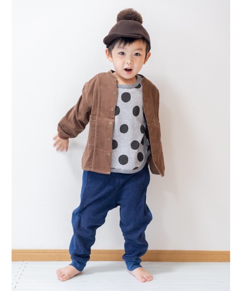 MAKE YOUR DAY(メイクユアデイ)の「ドットプリント長袖Tシャツ■80~140cm(Tシャツ/カットソー・キッズ・チャコールグレー/ベージュ/パープル・90/100/110/120/80/130/140)」の18枚目の写真