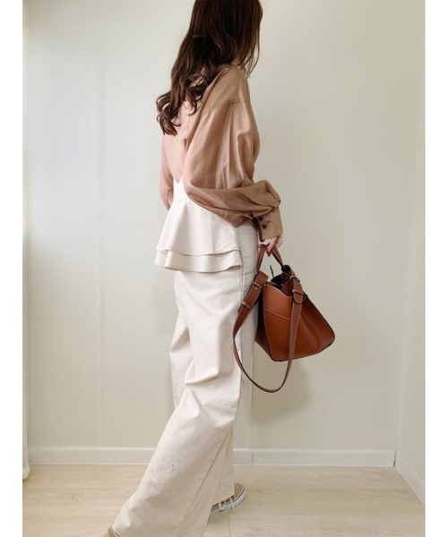 La-gemme（ラジェム）の「バックフリルサロペット（サロペット/オーバーオール・レディース・オリーブ/アイボリー/ブラック/ブラウン/グレー系その他/ブラック系その他・フリー/C）」の14枚目の写真