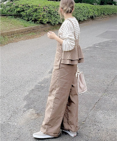 La-gemme（ラジェム）の「バックフリルサロペット（サロペット/オーバーオール・レディース・オリーブ/アイボリー/ブラック/ブラウン/グレー系その他/ブラック系その他・フリー/C）」の18枚目の写真