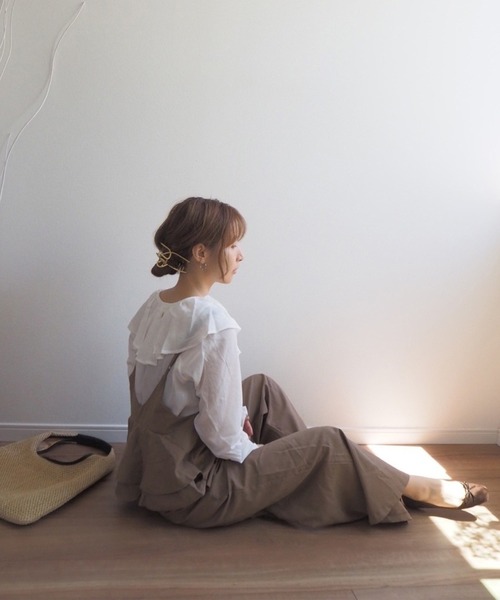 La-gemme（ラジェム）の「バックフリルサロペット（サロペット/オーバーオール・レディース・オリーブ/アイボリー/ブラック/ブラウン/グレー系その他/ブラック系その他・フリー/C）」の20枚目の写真