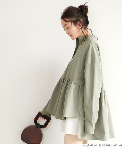 【ぼのぼの】 デパリエ バンドカラープリーツ ギャザー ブラウス DÉPAREILLÉ デパリエ バンドカラープリーツ ギャザー ブラウス