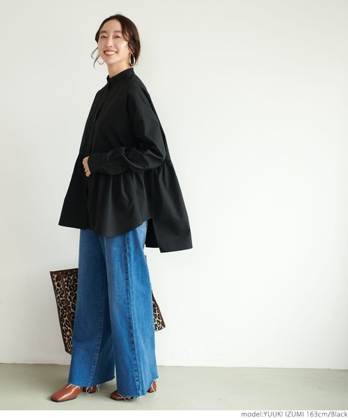 coca（coca）（コカ）の「バンドカラー切り替えギャザーブラウス（シャツ/ブラウス・レディース・ブラック/カーキ・ONE SIZE）」の11枚目の写真