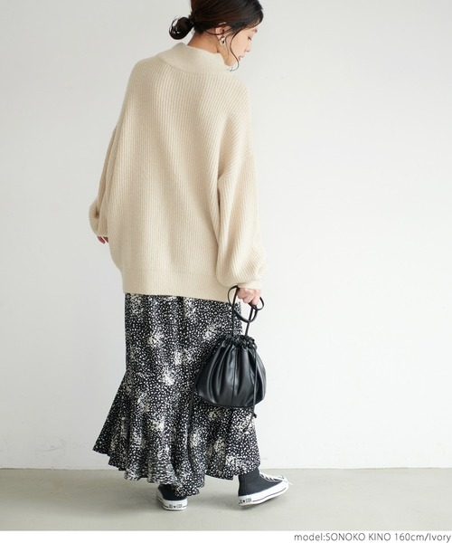 coca(coca)(コカ)の「リブ編みハイネックニットトップス(ニット/セーター・レディース・ブラウン/アイボリー・ONE SIZE)」の7枚目の写真