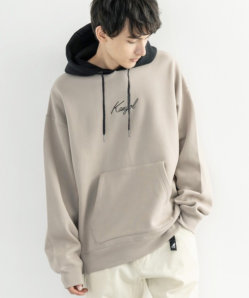 KANGOL(カンゴール)の「KANGOL カンゴール 別注 裏起毛 フーディー クレリックBIGパーカー(パーカー・メンズ・ブラック/ベージュ/ブラウン/グレー/オフホワイト/ブルー/グリーン・S/M/L/XL)」の5枚目の写真