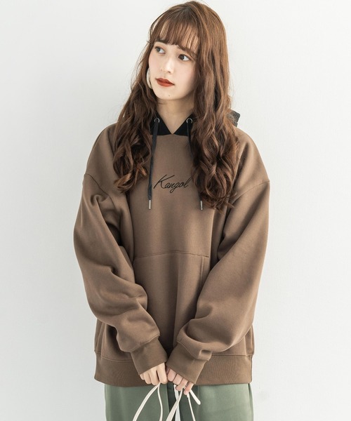 KANGOL(カンゴール)の「KANGOL カンゴール 別注 裏起毛 フーディー クレリックBIGパーカー(パーカー・メンズ・ブラック/ベージュ/ブラウン/グレー/オフホワイト/ブルー/グリーン・S/M/L/XL)」の4枚目の写真