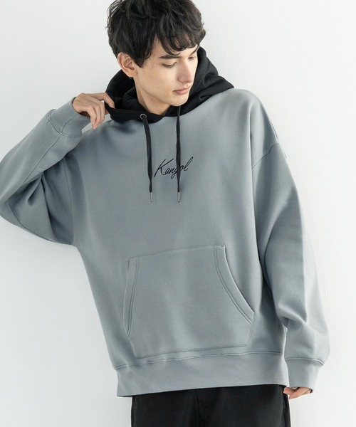 KANGOL(カンゴール)の「KANGOL カンゴール 別注 裏起毛 フーディー クレリックBIGパーカー(パーカー・メンズ・ブラック/ベージュ/ブラウン/グレー/オフホワイト/ブルー/グリーン・S/M/L/XL)」の3枚目の写真