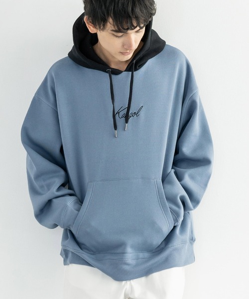 KANGOL(カンゴール)の「KANGOL カンゴール 別注 裏起毛 フーディー クレリックBIGパーカー(パーカー・メンズ・ブラック/ベージュ/ブラウン/グレー/オフホワイト/ブルー/グリーン・S/M/L/XL)」の7枚目の写真
