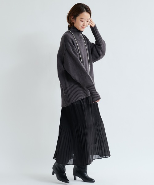 DouDou(ドゥドゥ)の「プリーツティアードワンピース(ワンピース・レディース・ブラック/ラベンダー・FREE)」の15枚目の写真