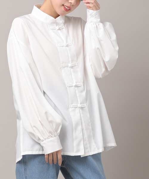 rps(アールピーエス)の「スパンブロードチャイナブラウス(シャツ/ブラウス・レディース・オフホワイト/ラベンダー/チャコールグレー・M)」の2枚目の写真