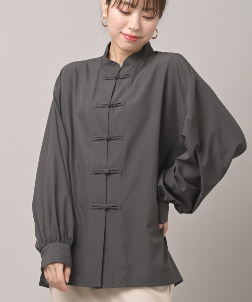 rps(アールピーエス)の「スパンブロードチャイナブラウス(シャツ/ブラウス・レディース・オフホワイト/ラベンダー/チャコールグレー・M)」の3枚目の写真