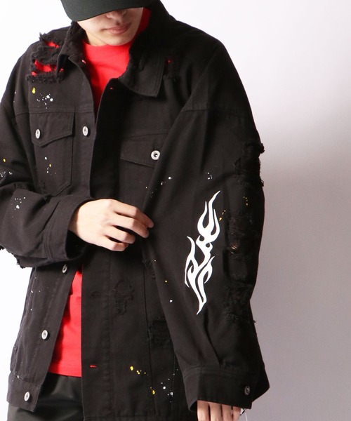 RE730（アールイーセブンサーティー）の「RE730 ハードダメージビッグGジャン（デニムジャケット・メンズ・ホワイト/ブラック/サックスブルー・M/XL/L）」の20枚目の写真