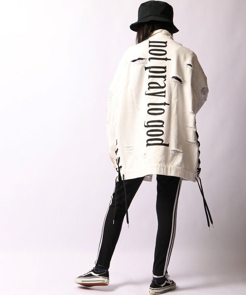 RE730（アールイーセブンサーティー）の「RE730 ハードダメージビッグGジャン（デニムジャケット・メンズ・ホワイト/ブラック/サックスブルー・M/XL/L）」の9枚目の写真