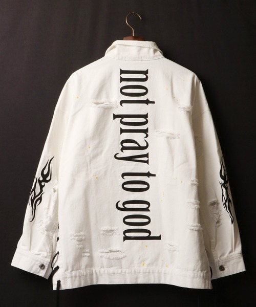 RE730（アールイーセブンサーティー）の「RE730 ハードダメージビッグGジャン（デニムジャケット・メンズ・ホワイト/ブラック/サックスブルー・M/XL/L）」の6枚目の写真