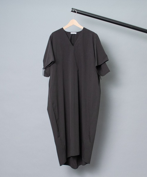 新品　FEMMENT ファモン　レイヤードチェックシャツワンピース　日本製 ワンピース レディース 40代 50代 レイヤードワンピース 異素材
