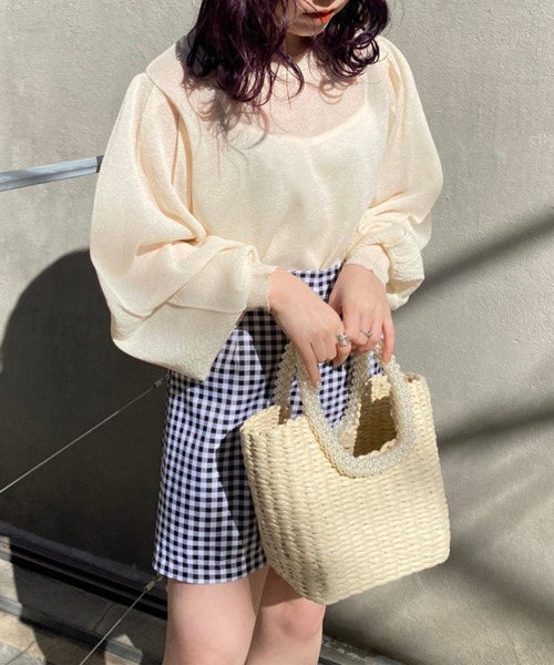 one after another NICE CLAUP(ワンアフターアナザーナイスクラップ)の「パール雑材かごバッグ(かごバッグ・レディース・ナチュラル・ONE SIZE)」の10枚目の写真