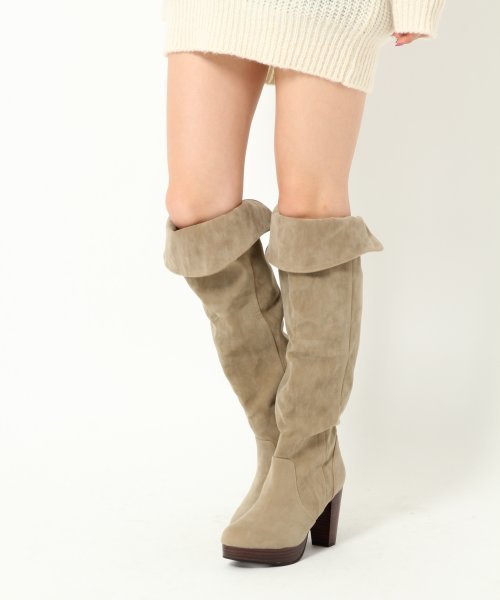 Heather（ヘザー）の「スタックヒールニーハイブーツ　554401（ブーツ・レディース・ブラック/ブラウン/ライトベージュ・LARGE/MEDIUM）」の12枚目の写真