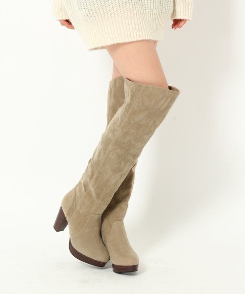 Heather（ヘザー）の「スタックヒールニーハイブーツ　554401（ブーツ・レディース・ブラック/ブラウン/ライトベージュ・LARGE/MEDIUM）」の18枚目の写真