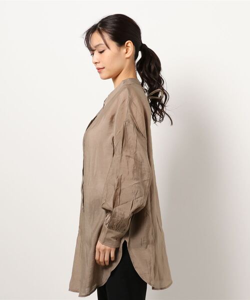 MATCH&more（マッチアンドモア）の「シアーレースアップシャツ（シャツ/ブラウス・レディース・オフホワイト/ブラウン・FREE）」の4枚目の写真