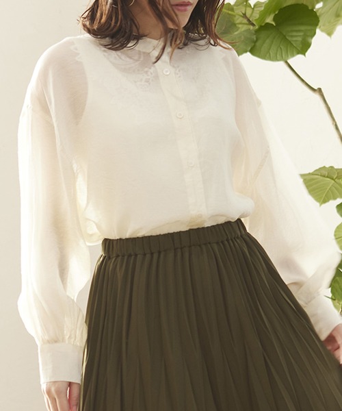 MATCH&more（マッチアンドモア）の「シアーレースアップシャツ（シャツ/ブラウス・レディース・オフホワイト/ブラウン・FREE）」の22枚目の写真