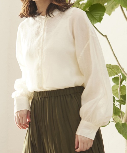 MATCH&more（マッチアンドモア）の「シアーレースアップシャツ（シャツ/ブラウス・レディース・オフホワイト/ブラウン・FREE）」の21枚目の写真