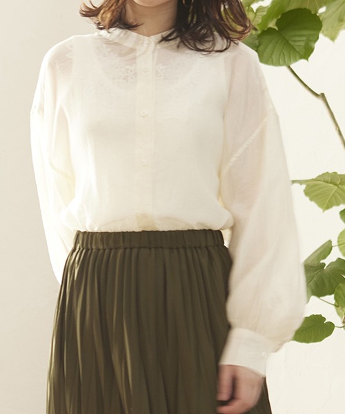 MATCH&more（マッチアンドモア）の「シアーレースアップシャツ（シャツ/ブラウス・レディース・オフホワイト/ブラウン・FREE）」の20枚目の写真