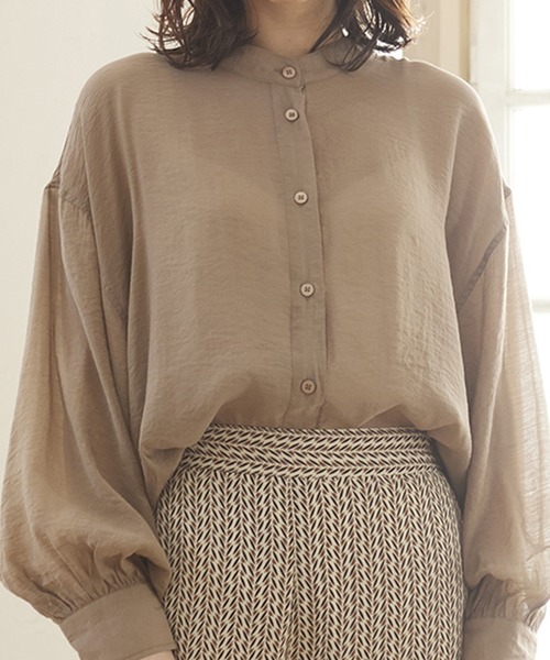 MATCH&more（マッチアンドモア）の「シアーレースアップシャツ（シャツ/ブラウス・レディース・オフホワイト/ブラウン・FREE）」の18枚目の写真