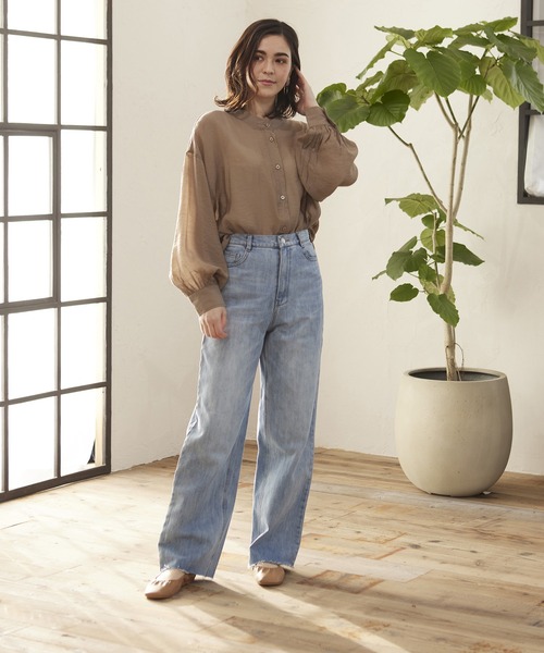 MATCH&more（マッチアンドモア）の「シアーレースアップシャツ（シャツ/ブラウス・レディース・オフホワイト/ブラウン・FREE）」の11枚目の写真