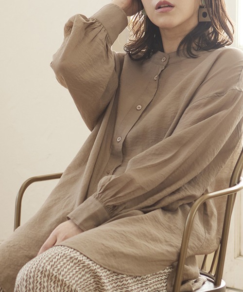 MATCH&more（マッチアンドモア）の「シアーレースアップシャツ（シャツ/ブラウス・レディース・オフホワイト/ブラウン・FREE）」の7枚目の写真