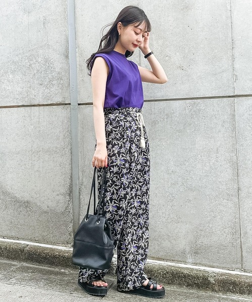 PAGEBOY（ページボーイ）の「リーフフラワーイージーパンツ（その他パンツ・レディース・ホワイト系その他2/ホワイト系その他/ブラック・FREE）」の20枚目の写真