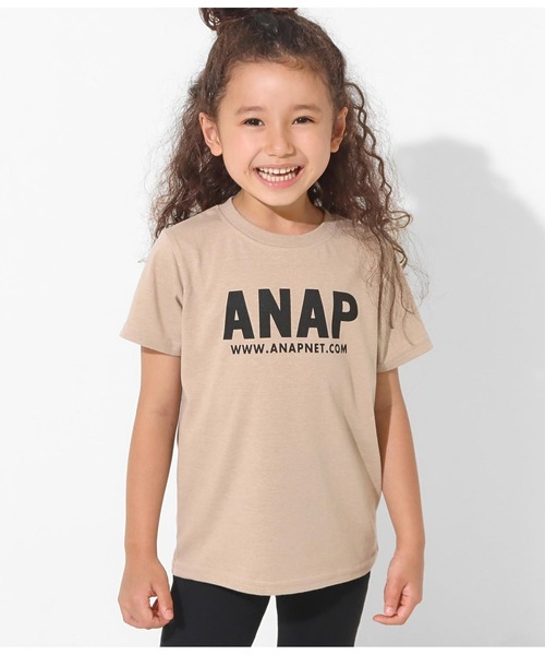 ANAP kids（アナップキッズ）の「吸水速乾アドレスロゴTシャツ（Tシャツ/カットソー・キッズ・オフホワイト/カーキ/ブラック/ラベンダー/サックスブルー/スミクロ/ライム/ベージュ・L/S/M）」の5枚目の写真