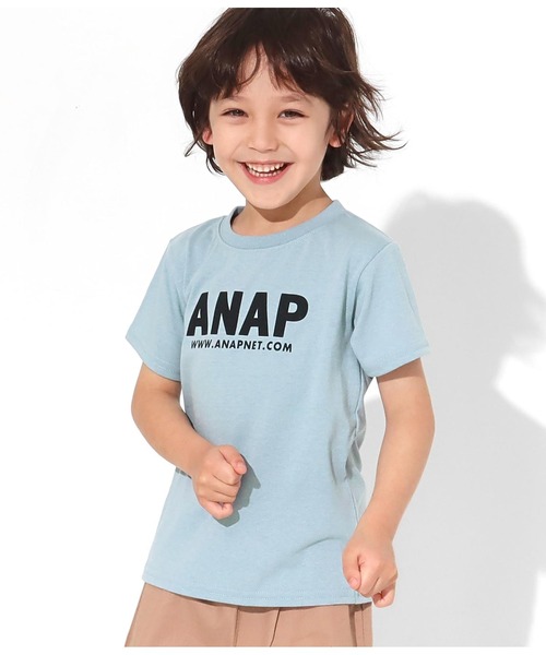 ANAP kids（アナップキッズ）の「吸水速乾アドレスロゴTシャツ（Tシャツ/カットソー・キッズ・オフホワイト/カーキ/ブラック/ラベンダー/サックスブルー/スミクロ/ライム/ベージュ・L/S/M）」の8枚目の写真