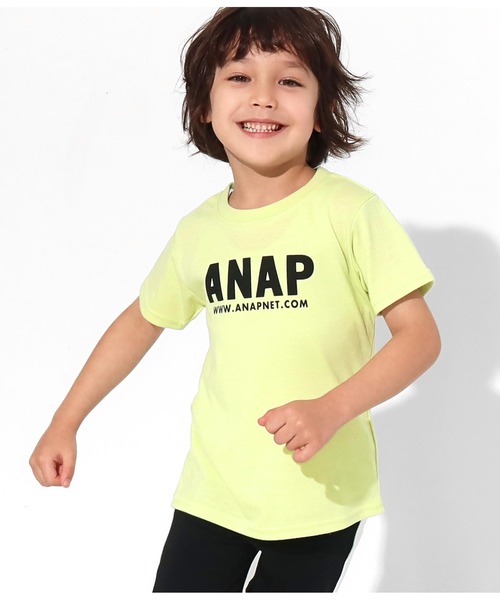 ANAP kids（アナップキッズ）の「吸水速乾アドレスロゴTシャツ（Tシャツ/カットソー・キッズ・オフホワイト/カーキ/ブラック/ラベンダー/サックスブルー/スミクロ/ライム/ベージュ・L/S/M）」の7枚目の写真